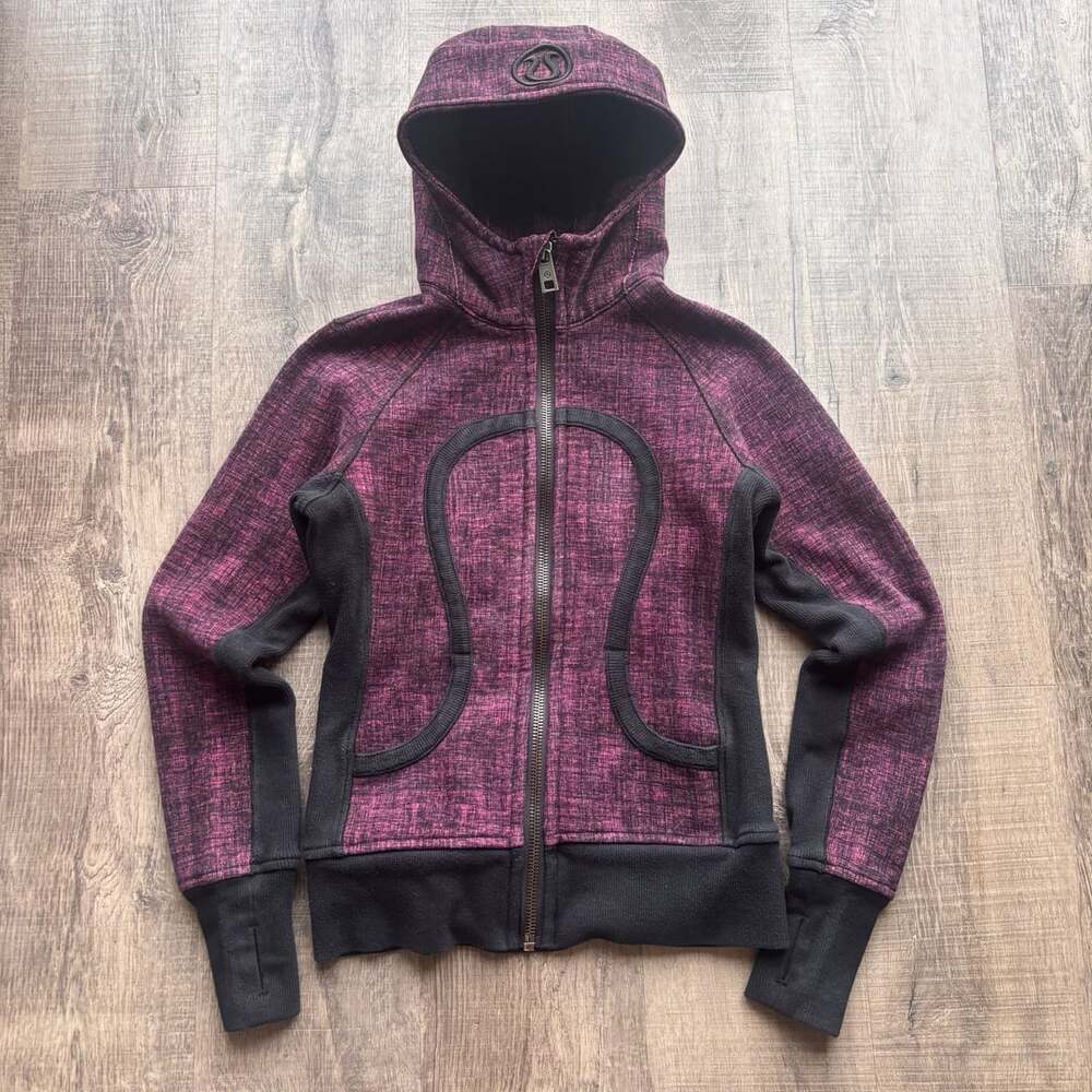 Lululemon Scuba Hoodie Full Zip Jacket Size 4 Purple Black Space Dye